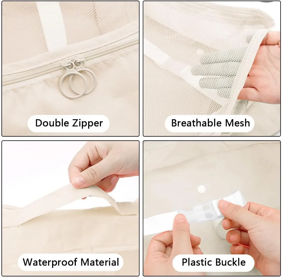 10 Set Packing Cubes for Travel, Lightweight Suitcase Luggage Organizer Bags, Travel Essentials Packing Organizers for Luggage, Packing Cubes for Carry On Suitcase in 4 Sizes with Shoe Bag, White