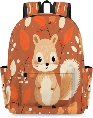 15.1 Inch Casual Backpack Squirrel Small Backpack with Multiple Pocket Waterproof Mini Bags Daypack with Chest Strap Fall Squirrel Travel Bag