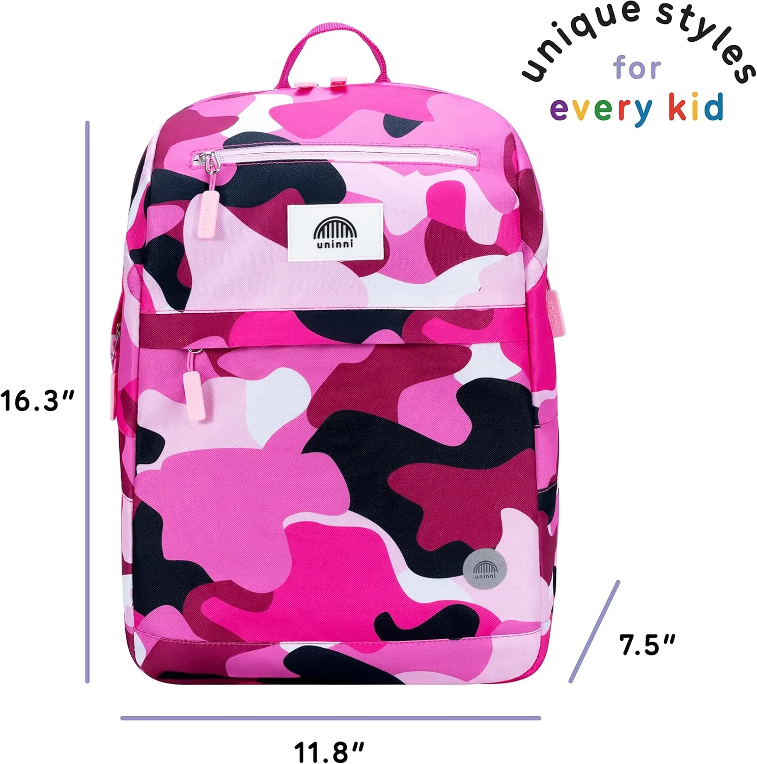 16" Kid's Backpack for Girls and Boys Age 6  with Padded, and Adjustable Shoulder Straps. Fits for Height 3'9" Above Kids (Camouflage Fuchsia/Pink)