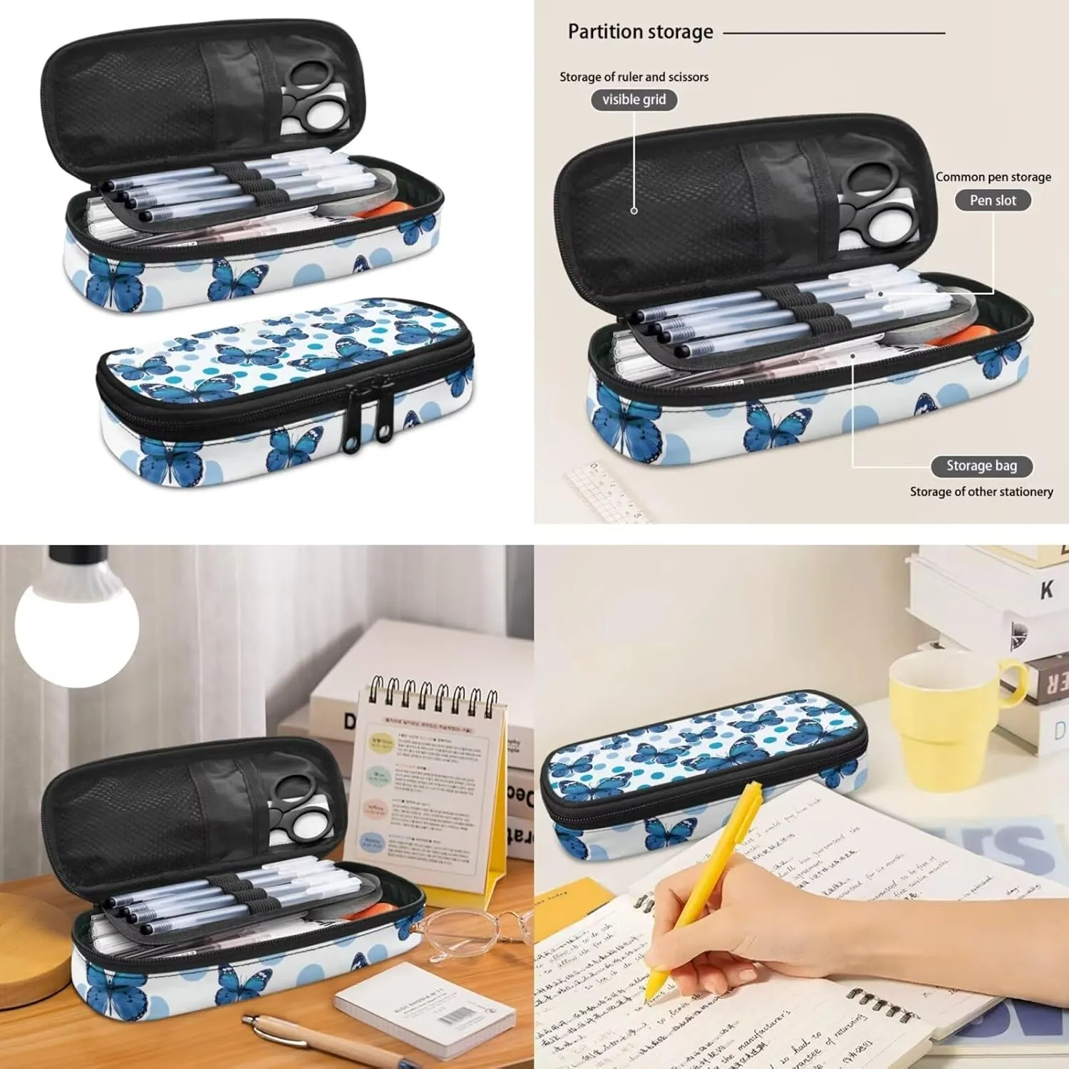 17-inch Butterfly Backpacks for Kids Girls Shoulders Bag Daypack Travel Lunch Box Pencil Case 3 In 1 Lightweight & Comfortable