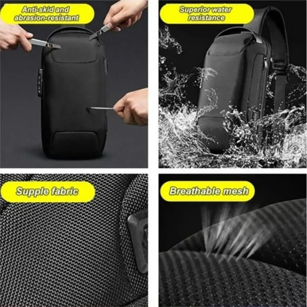 2025 fashion new Carbon Fiber Streamline Anti-Theft Sling Bag, USB Charging Sport Shoulder Backpack (Gray)