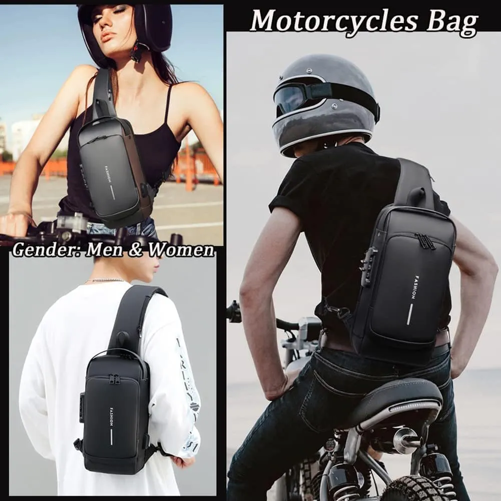 2025 fashion new Carbon Fiber Streamline Anti-Theft Sling Bag, USB Charging Sport Shoulder Backpack (Gray)