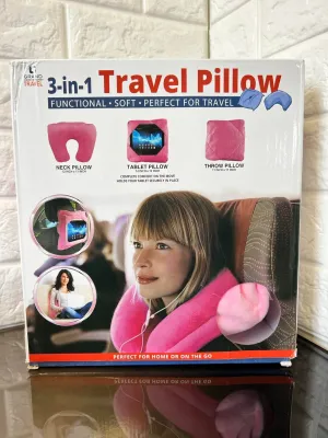 3 in 1 Travel Pillow - Pink, Functional, Soft and Perfect for Travel