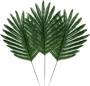30 Pcs Faux Palm Leaves with Stems Artificial Tropical Plant Imitation Safari Leaves Hawaiian Luau Party Suppliers Decorations,Tiki,Aloha Jungle Beach Birthday Leave Table Decorations