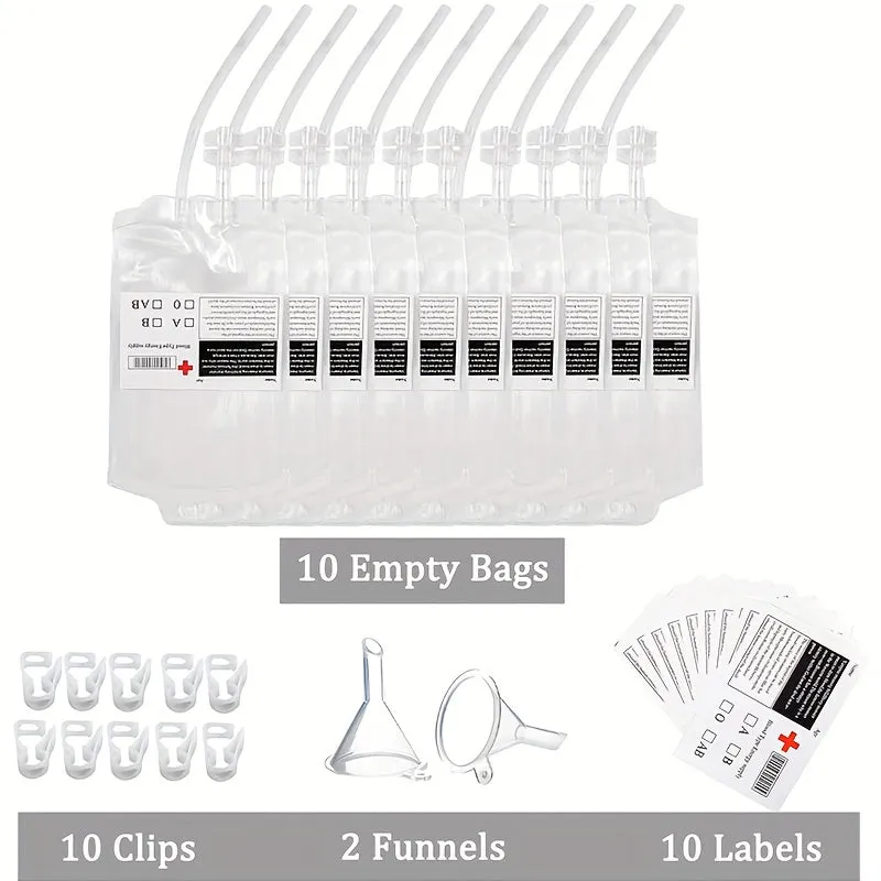 32pcs 10 Reusable Blood Bag Drink Containers