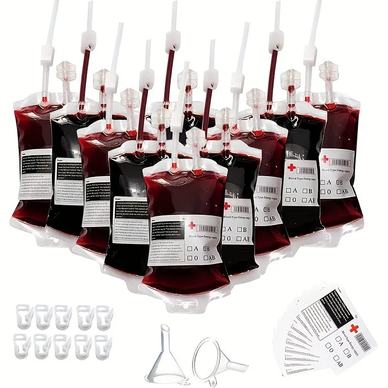 32pcs 10 Reusable Blood Bag Drink Containers