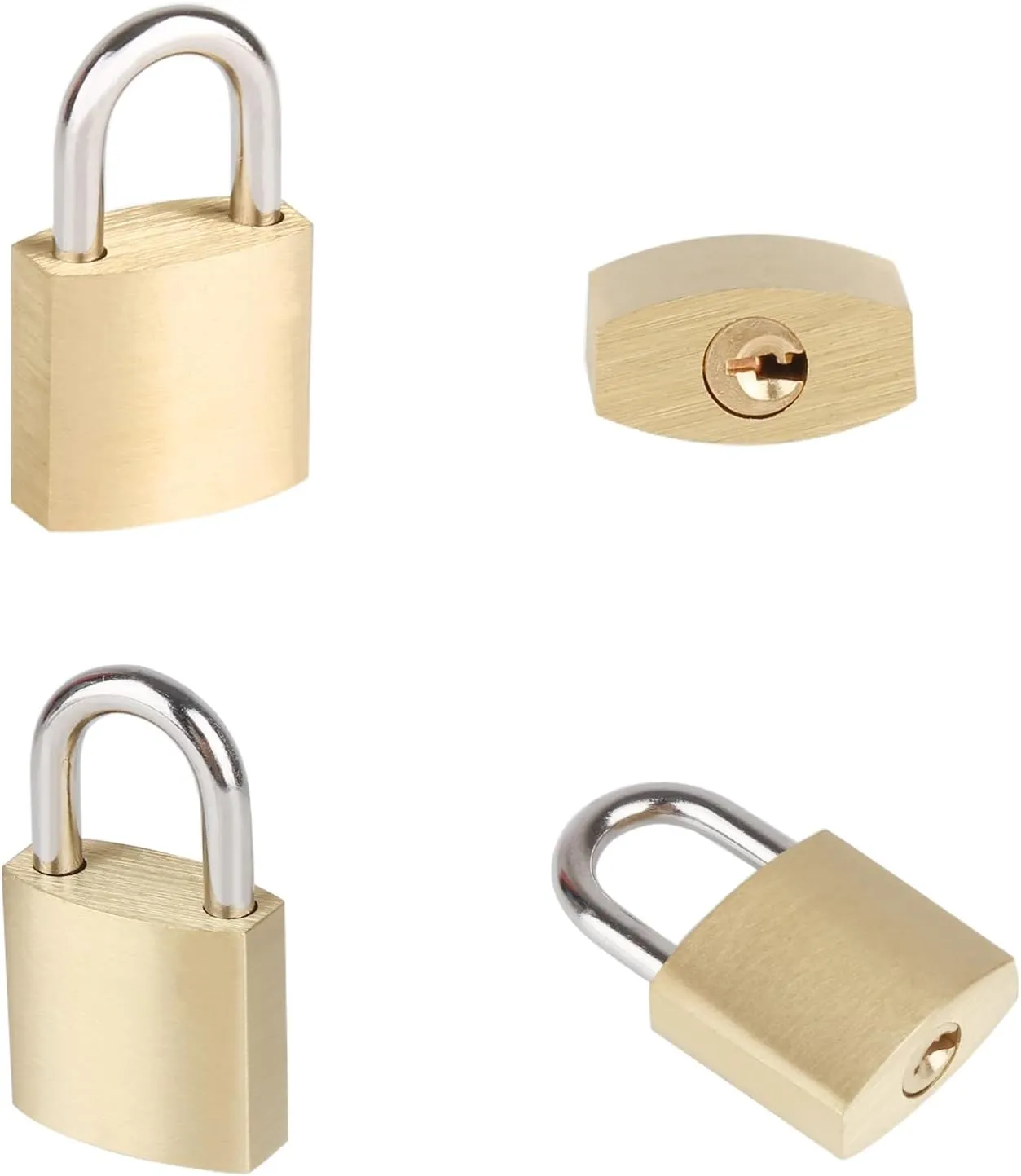3/4" (20mm) Mini Padlocks - 10 Pack Keyed Alike Small Solid Brass Locks with 5 Keys, Secure Locks for Luggage, Toolbox, Suitcases, Backpacks, Diary Books, Cabinets