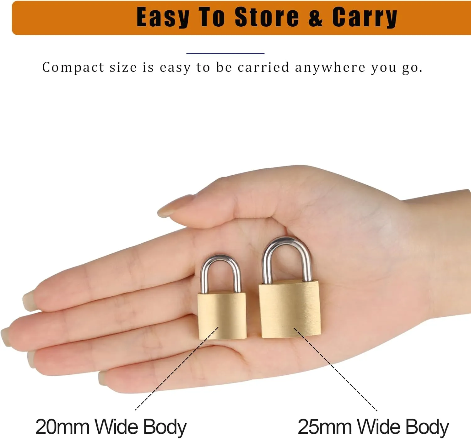 3/4" (20mm) Mini Padlocks - 10 Pack Keyed Alike Small Solid Brass Locks with 5 Keys, Secure Locks for Luggage, Toolbox, Suitcases, Backpacks, Diary Books, Cabinets