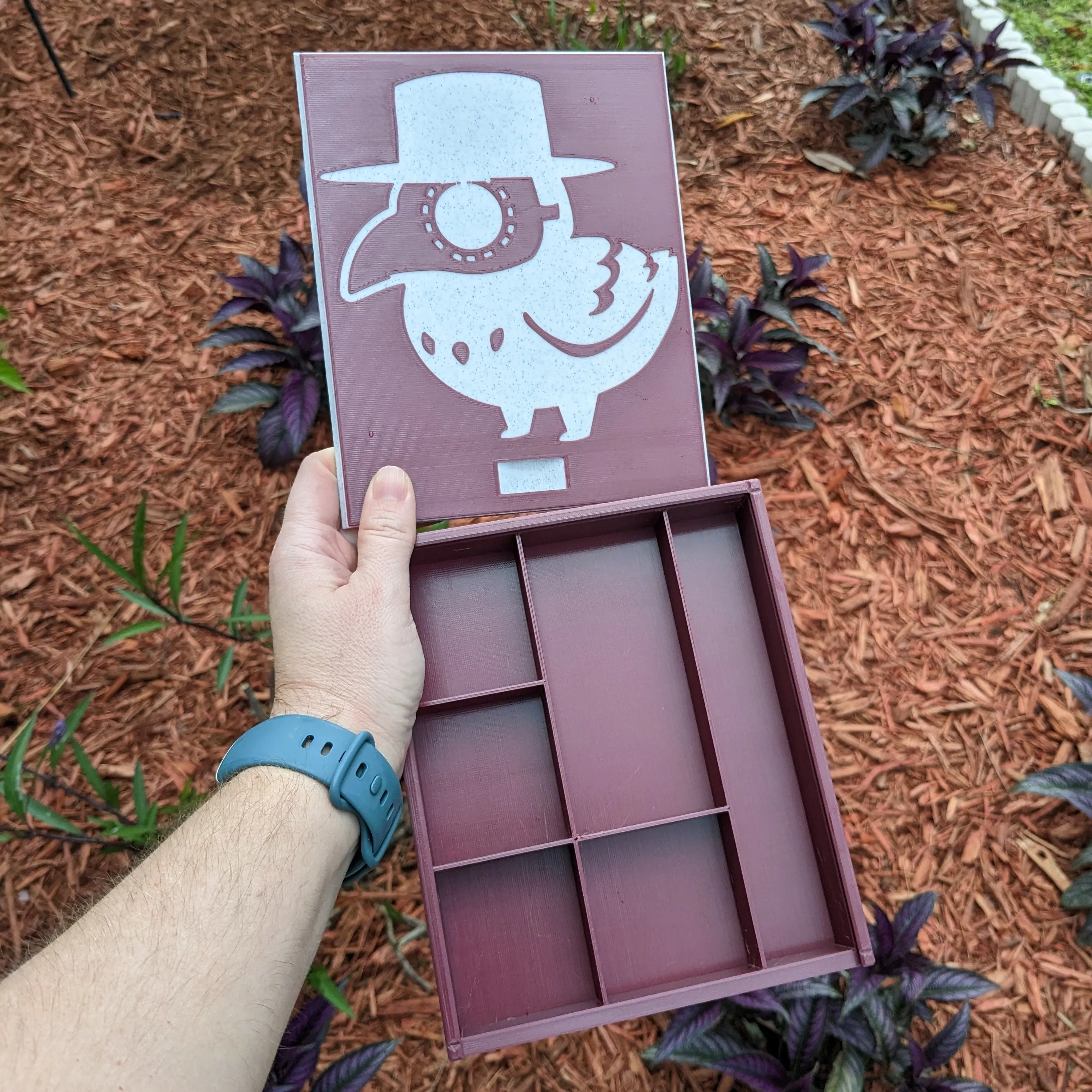 3D printed Notions Box--Plague Bird