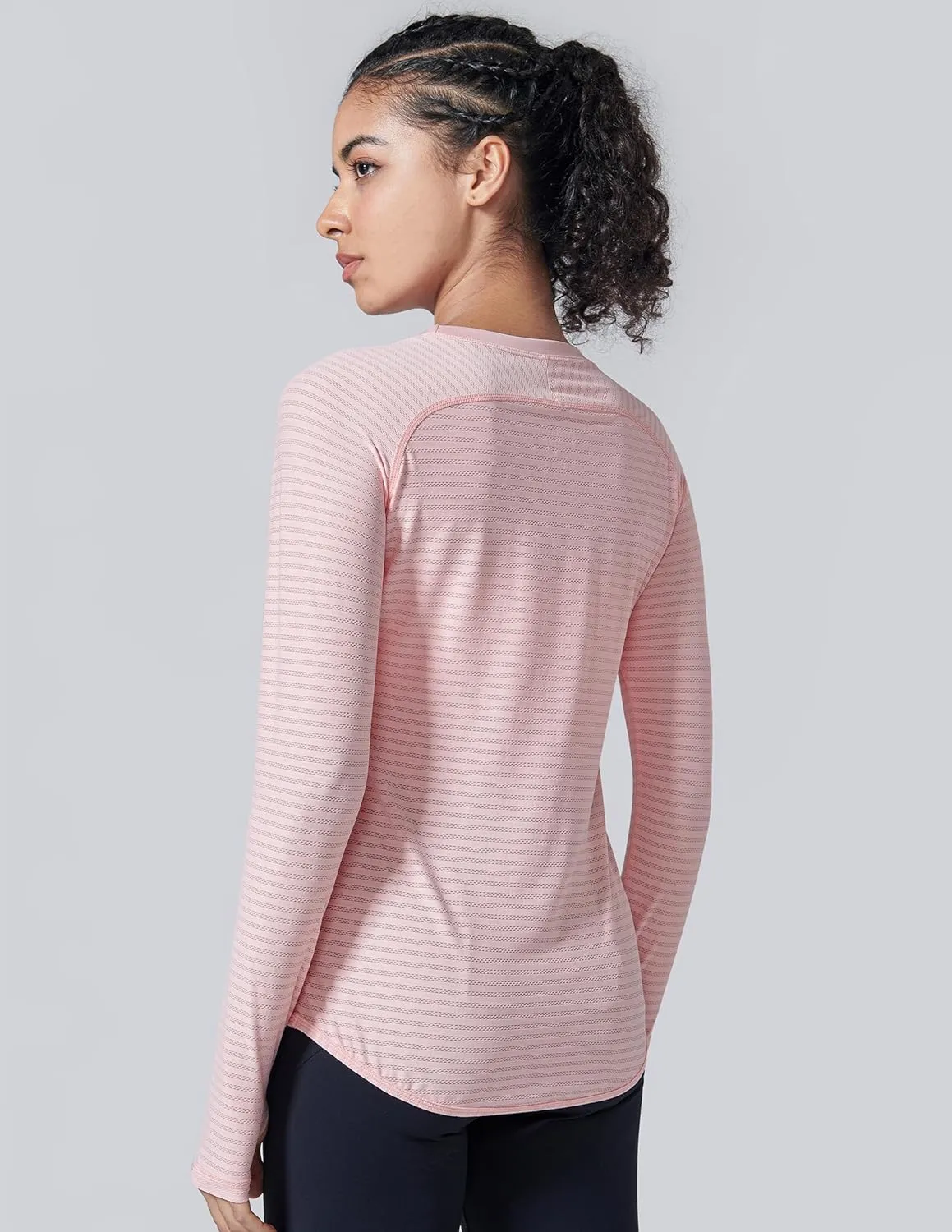 4-Pack: Womens Long Sleeve Athletic Tops with Thumb Holes – Dry Fit Active Crewneck Workout Tees