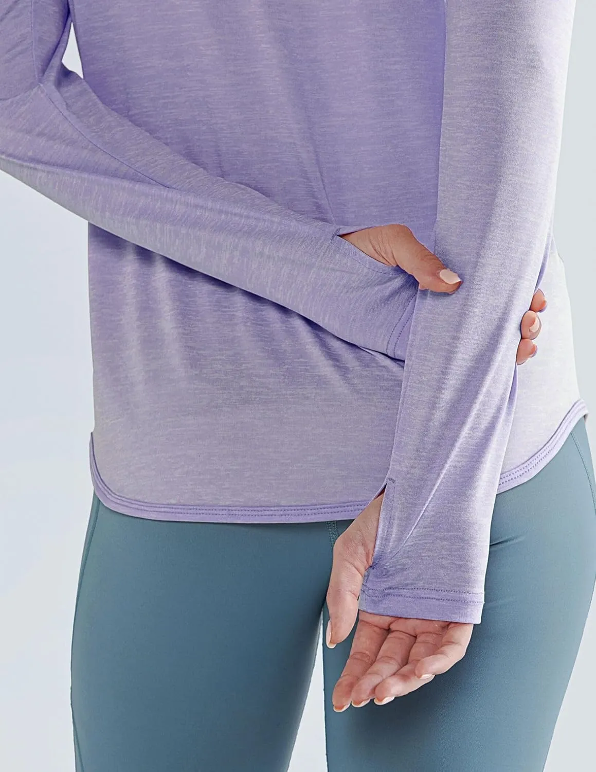 4-Pack: Womens Long Sleeve Athletic Tops with Thumb Holes – Dry Fit Active Crewneck Workout Tees