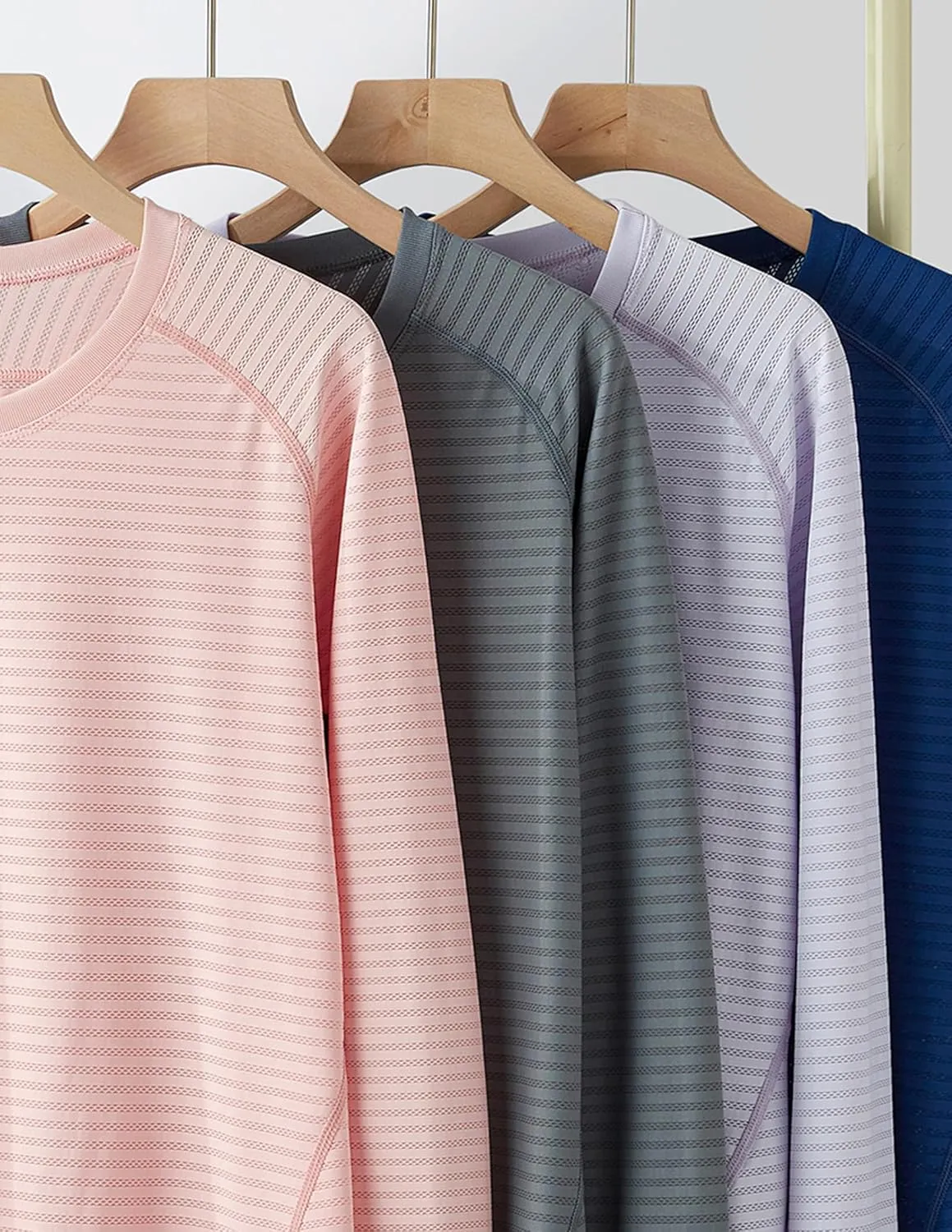4-Pack: Womens Long Sleeve Athletic Tops with Thumb Holes – Dry Fit Active Crewneck Workout Tees