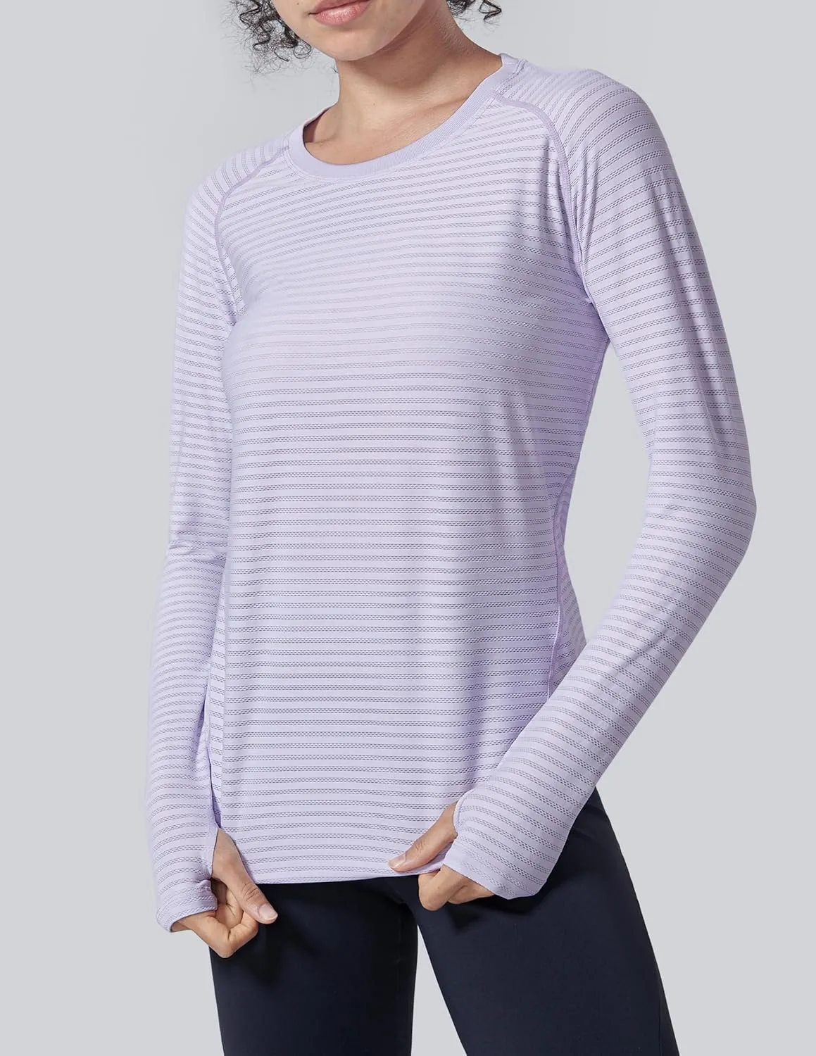 4-Pack: Womens Long Sleeve Athletic Tops with Thumb Holes – Dry Fit Active Crewneck Workout Tees