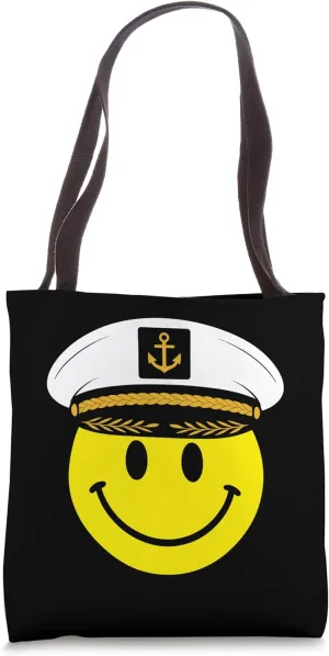 70s Captain Yellow Smile Face Smiling Happy Fun Yacht Boat Tote Bag