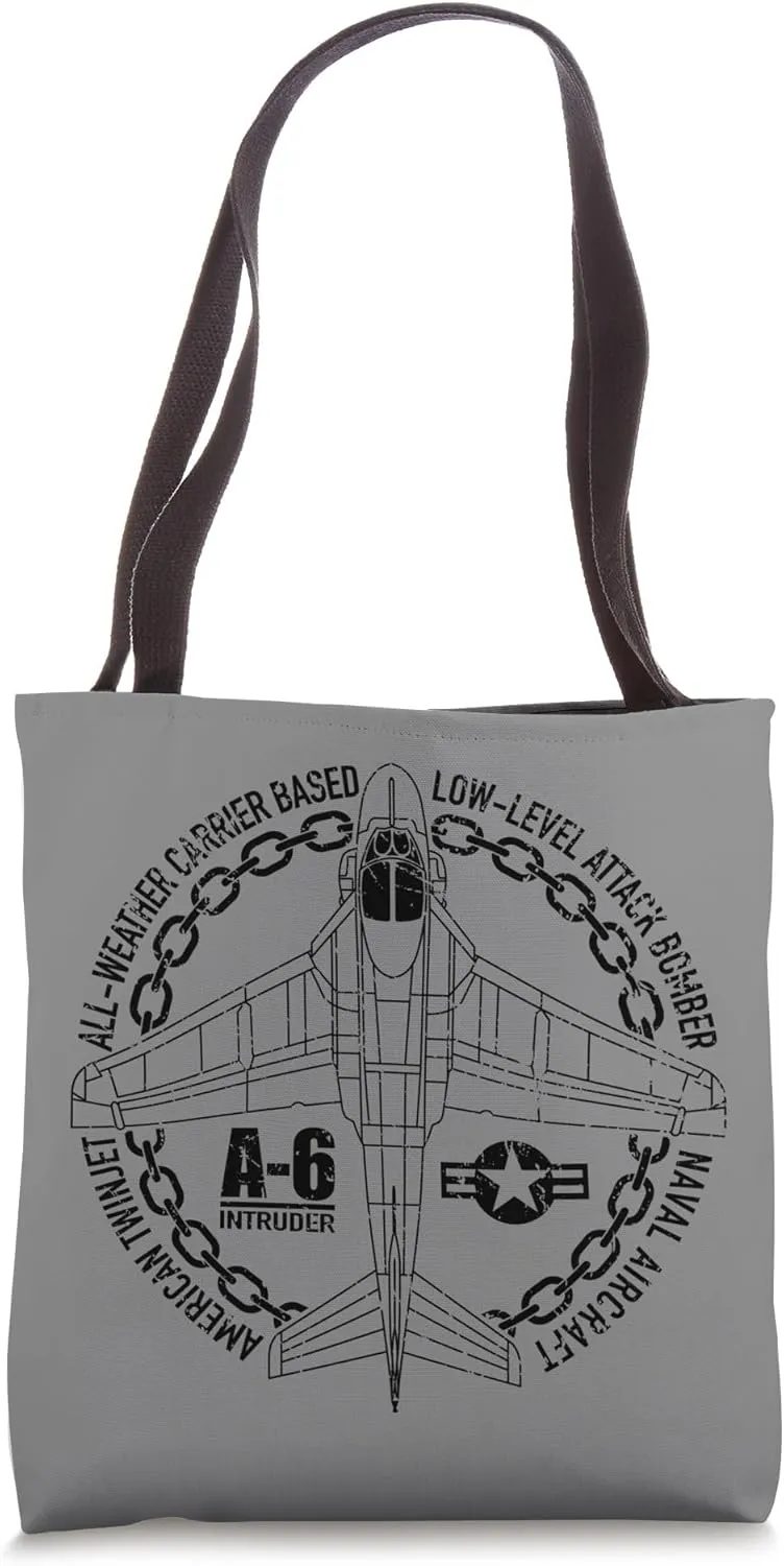 A-6 Intruder Attack Bomber Aircraft Distressed Airplane Art Tote Bag