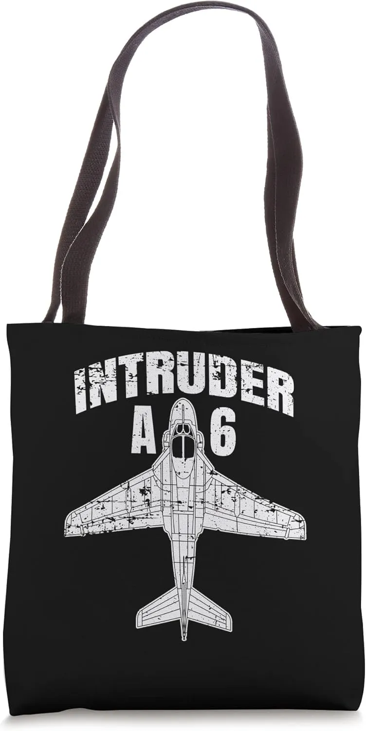 A-6 Intruder Attack Bomber Aircraft Distressed Airplane Art Tote Bag