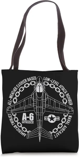 A-6 Intruder Attack Bomber Aircraft Distressed Airplane Art Tote Bag