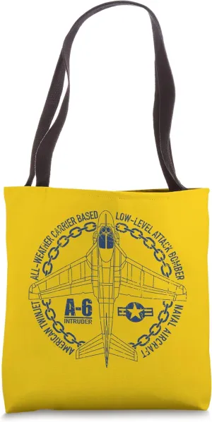 A-6 Intruder Attack Bomber Aircraft Distressed Airplane Art Tote Bag