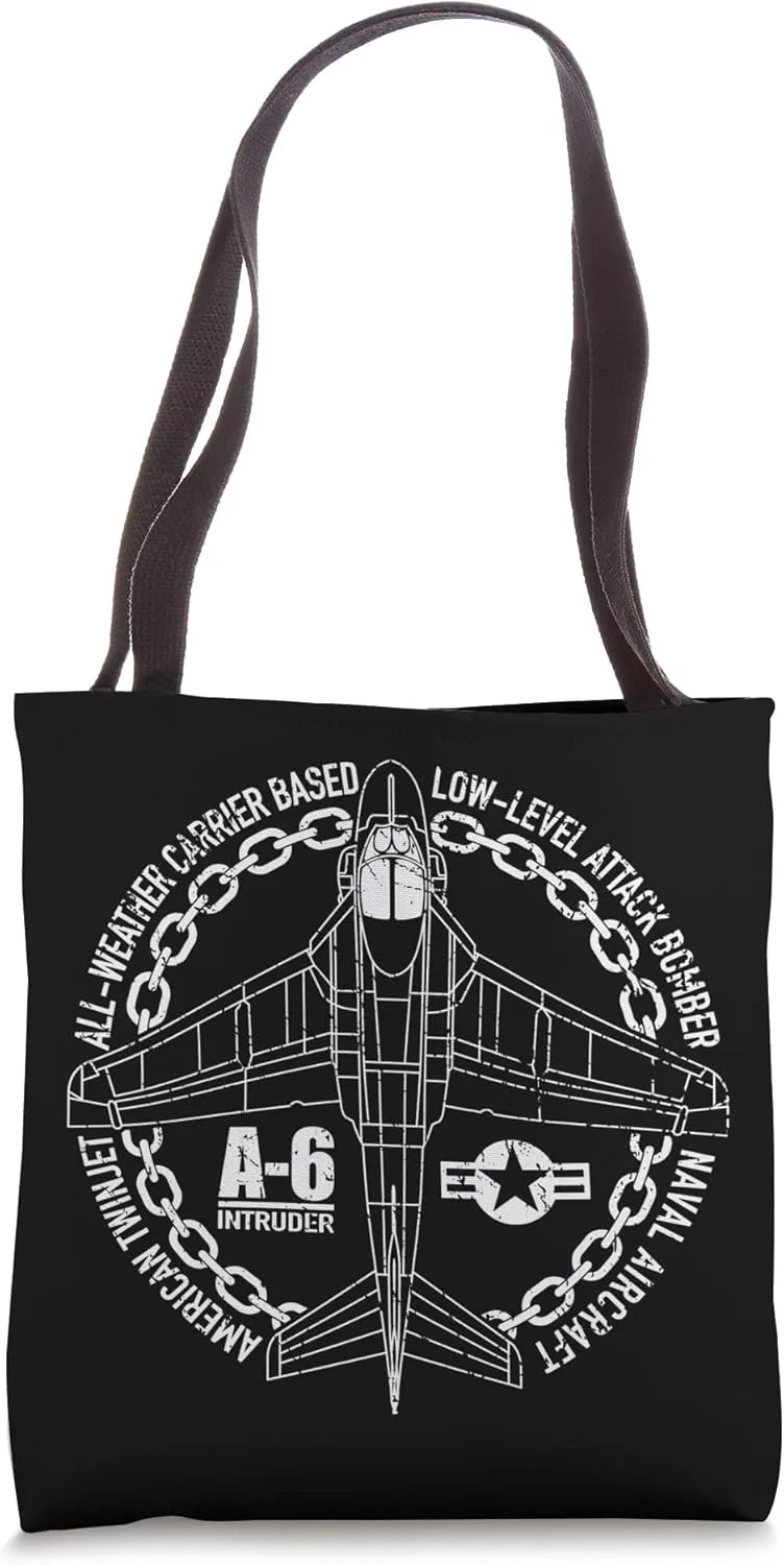 A-6 Intruder Attack Bomber Aircraft Distressed Airplane Art Tote Bag