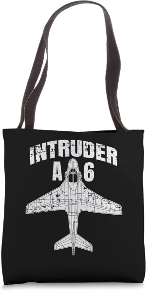 A-6 Intruder Attack Bomber Aircraft Distressed Airplane Art Tote Bag