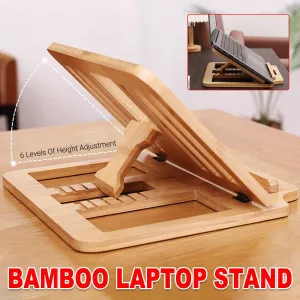 Adjustable Bamboo Foldable Laptop Stand Portable Laptop Riser Desk Table Stand