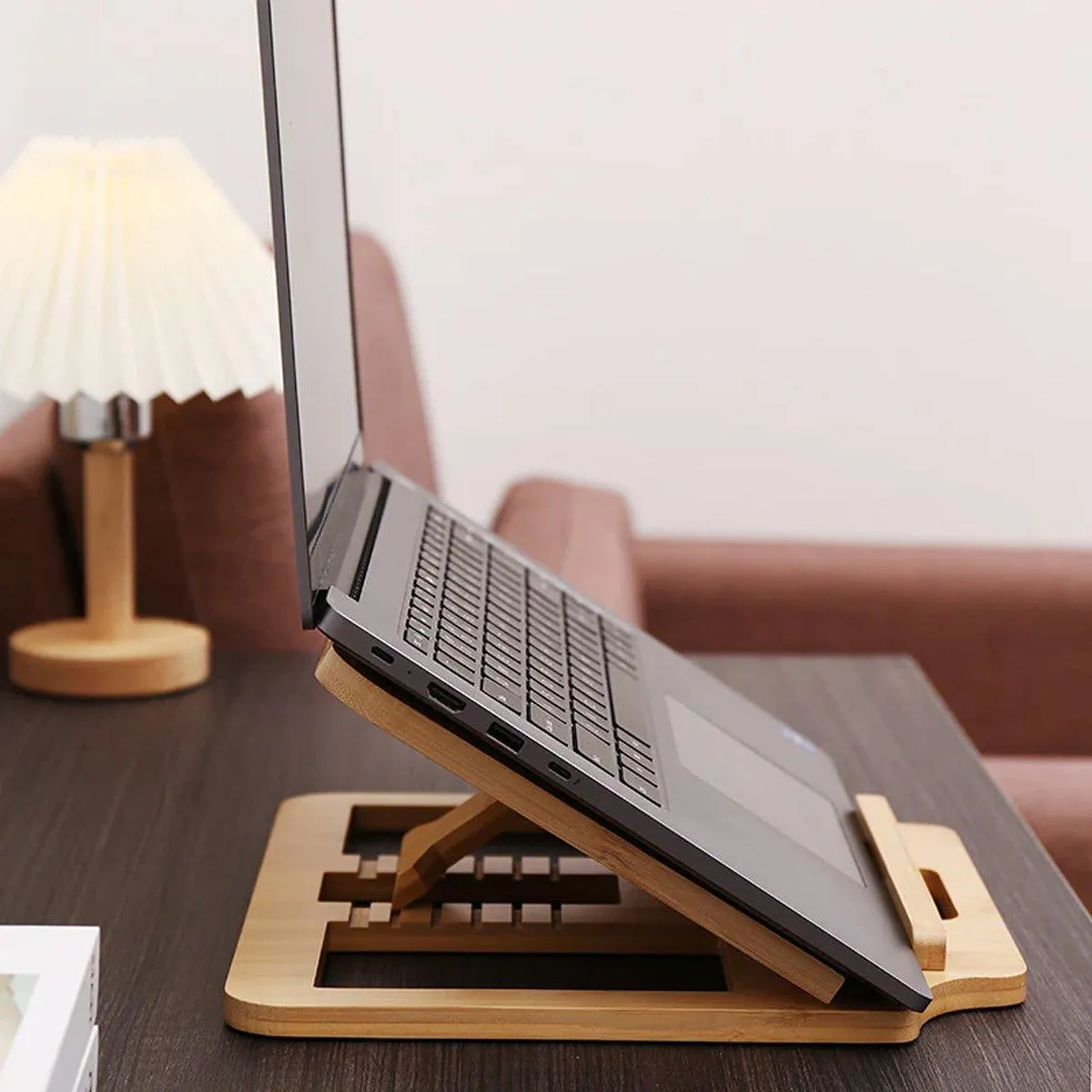 Adjustable Bamboo Foldable Laptop Stand Portable Laptop Riser Desk Table Stand