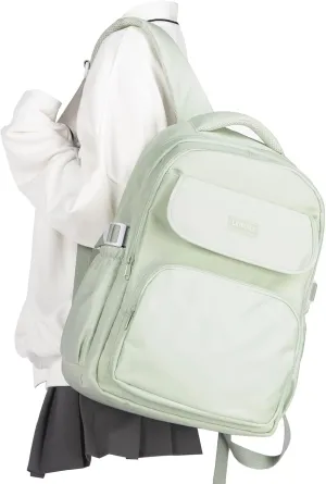 Aesthetic College Backpacks For Women Men,Waterproof High School Back pack,Kawaii Backpack For Teens Girls Boys,Student Latop Travel Backpack(Mint Green)
