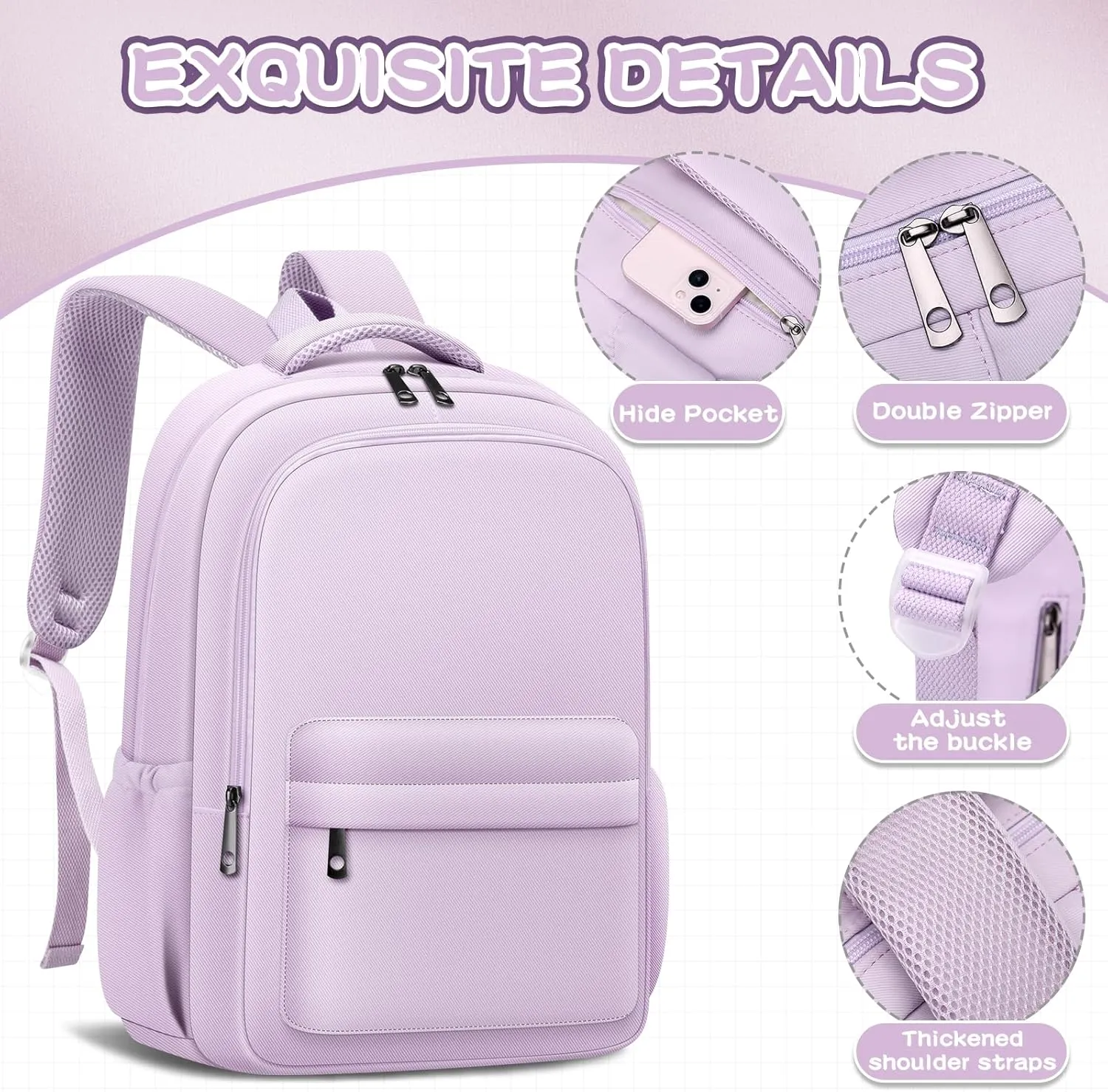 Aesthetic Cute Backpack for School Kids Bookbags Student Backpacks for Teen Girls Preppy Casual Middle School Bag