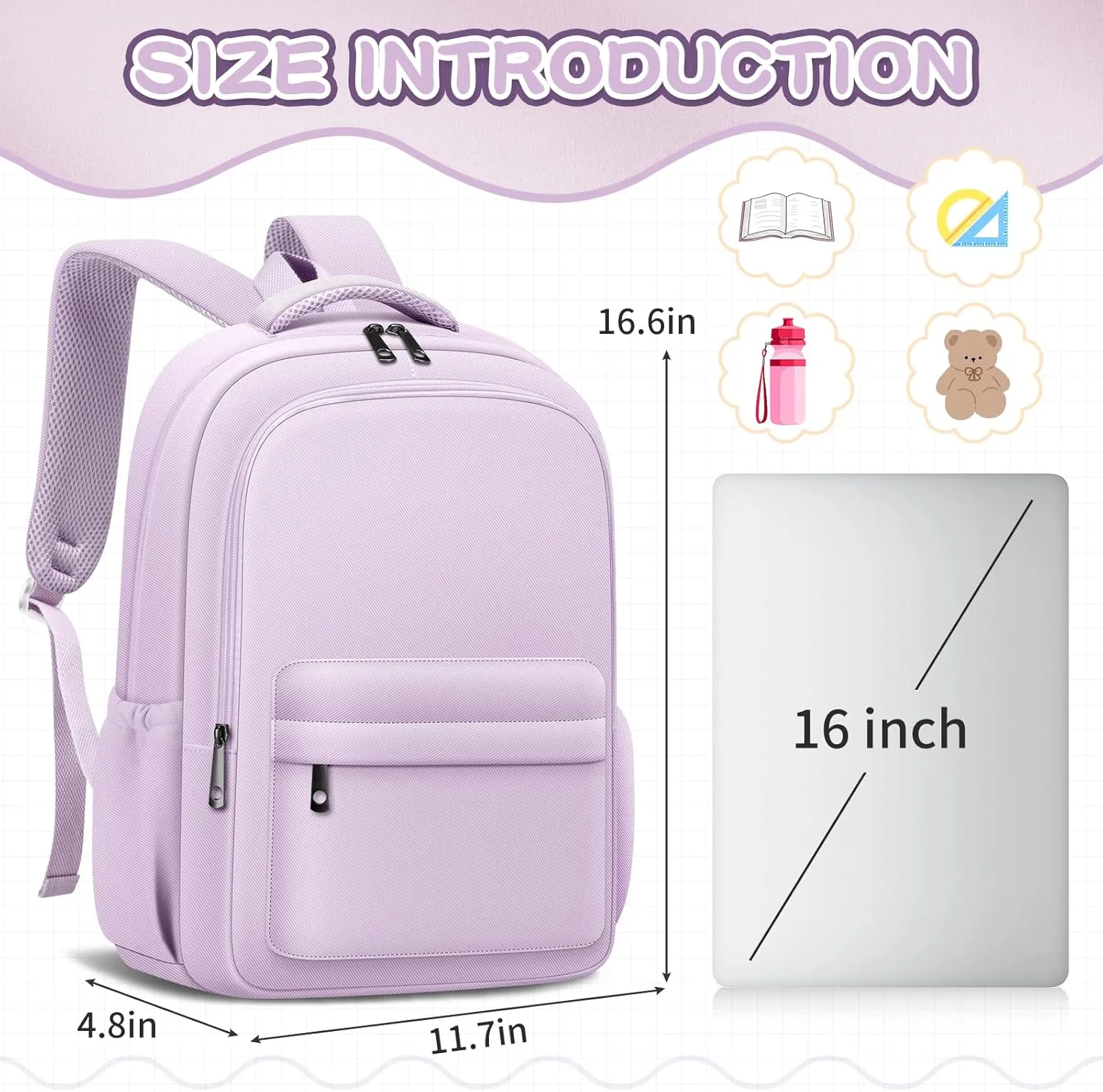 Aesthetic Cute Backpack for School Kids Bookbags Student Backpacks for Teen Girls Preppy Casual Middle School Bag