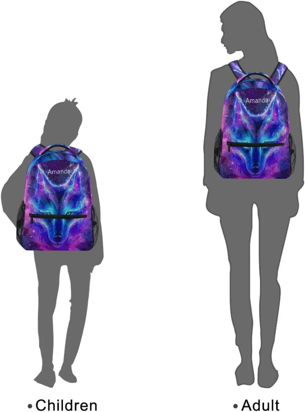ALAZA Custom Wolf Galaxy Backpack for Boys Personalized Your Name Text Bookbag School Backpack Bookbag 3rd 4th 5th Grade Elementary Travel Laptop Shoulder Bag Students Daypacks