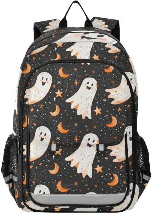 ALAZA Halloween Ghost Moon Black Laptop Backpack Purse for Women Men School Bag 17 Inch Bookbag Student Boys Girls Travel Casual Daypack