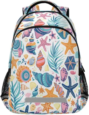ALAZA Sea Shells Starfish Conches Backpacks Travel Laptop Daypack School Book Bag for Men Women Teens Kids