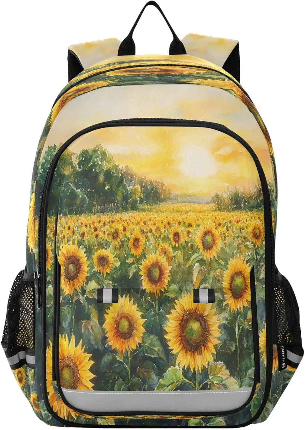 ALAZA Watercolo Sunflower Field School Backpacks Travel Laptop Bag Kids Bookbag for Girls Boys Teens Women Men
