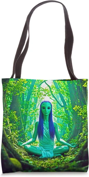 Alien Forest Goddess Meditating Tote Bag