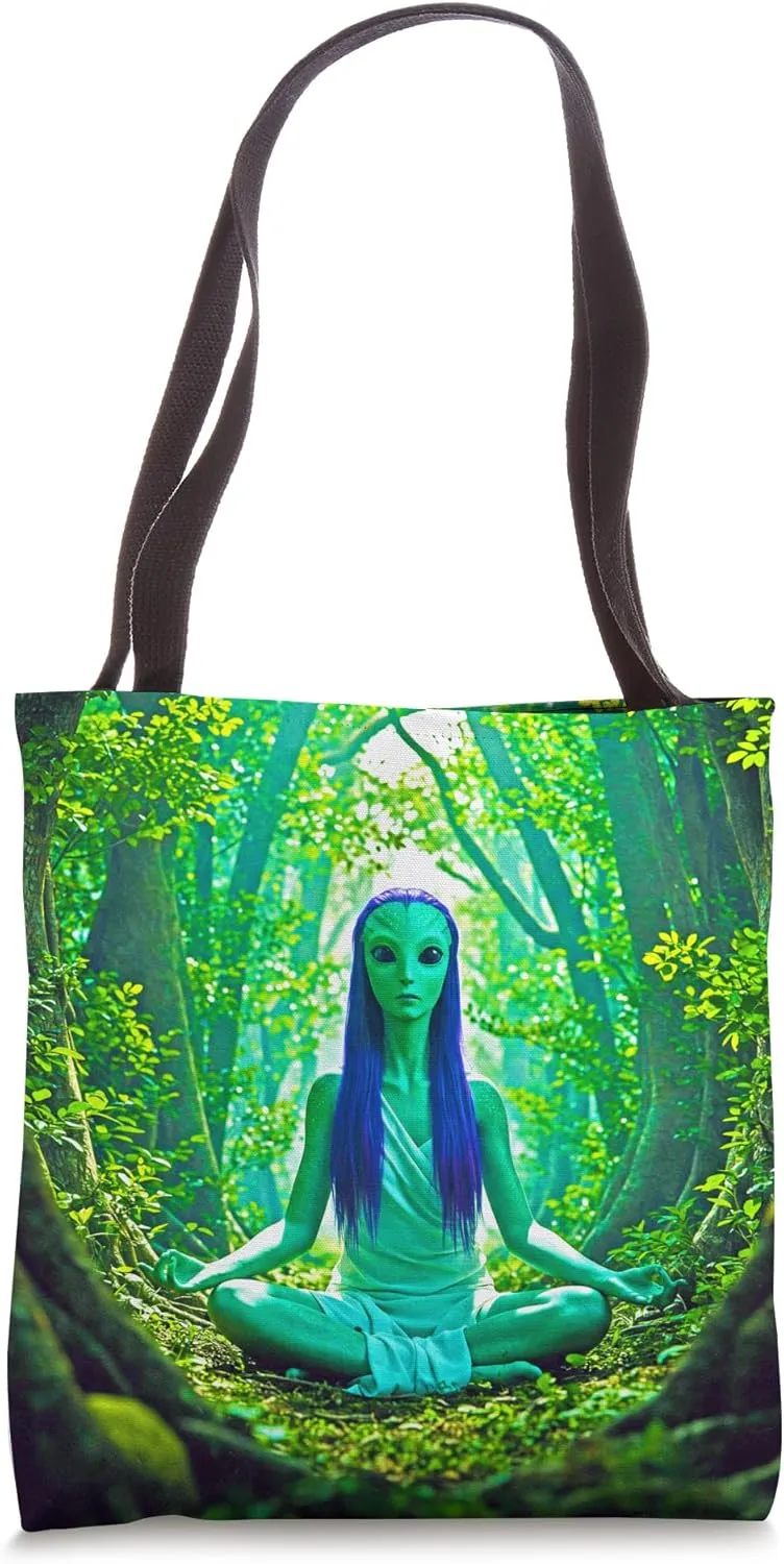 Alien Forest Goddess Meditating Tote Bag
