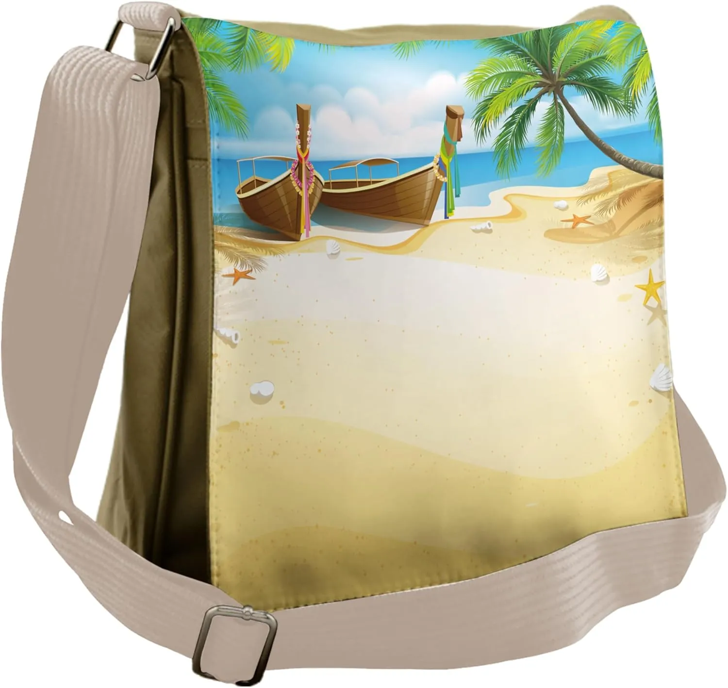 Ambesonne Beach Messenger Bag, Paradise Island Tropical, Unisex Cross-body