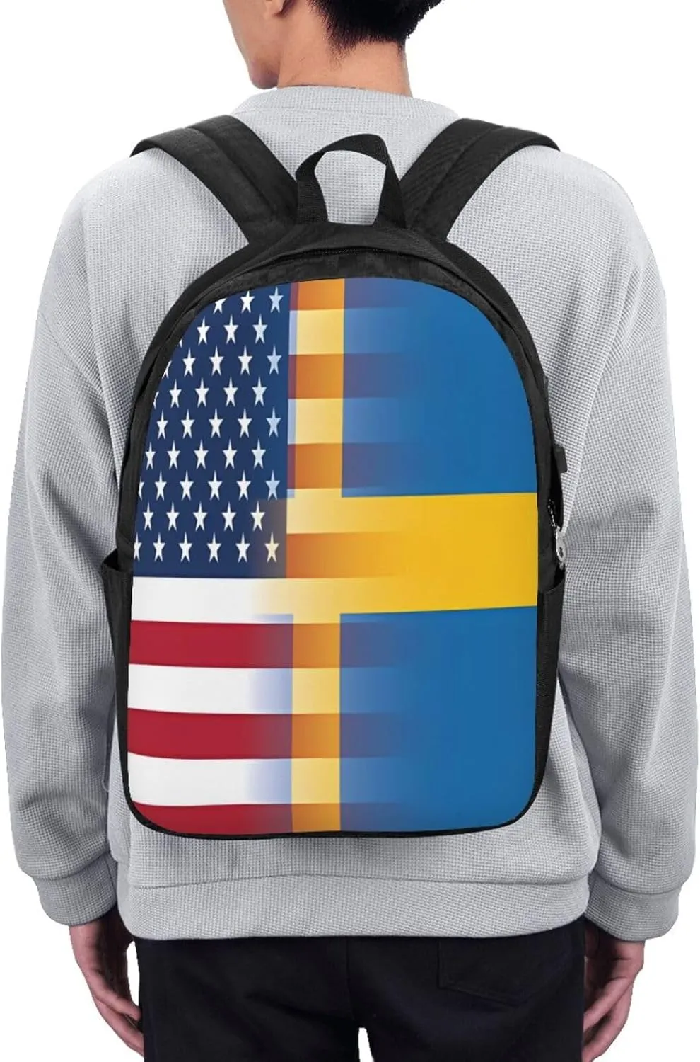 American Swedish Sweden Flag Laptop Backpacks Travel Backpack Casual Business Daypack Sport Rucksack Computer Bag Fits up to 17 Inch Notebook with USB Port