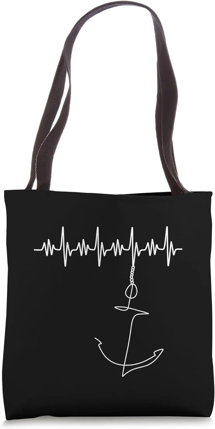 ANCHOR HEARTBEAT | Sailor Pulse | Yacht sail travel motif Tote Bag