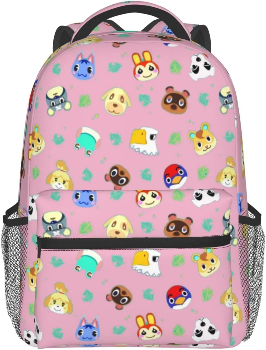 Animal Leaf Pattern Laptop Backpack Girls Boys Bookbag Preschool Daypack Cute Fashion Casual Travel Large Bag for With Chest Strap Multi-Pocket One Size Pink