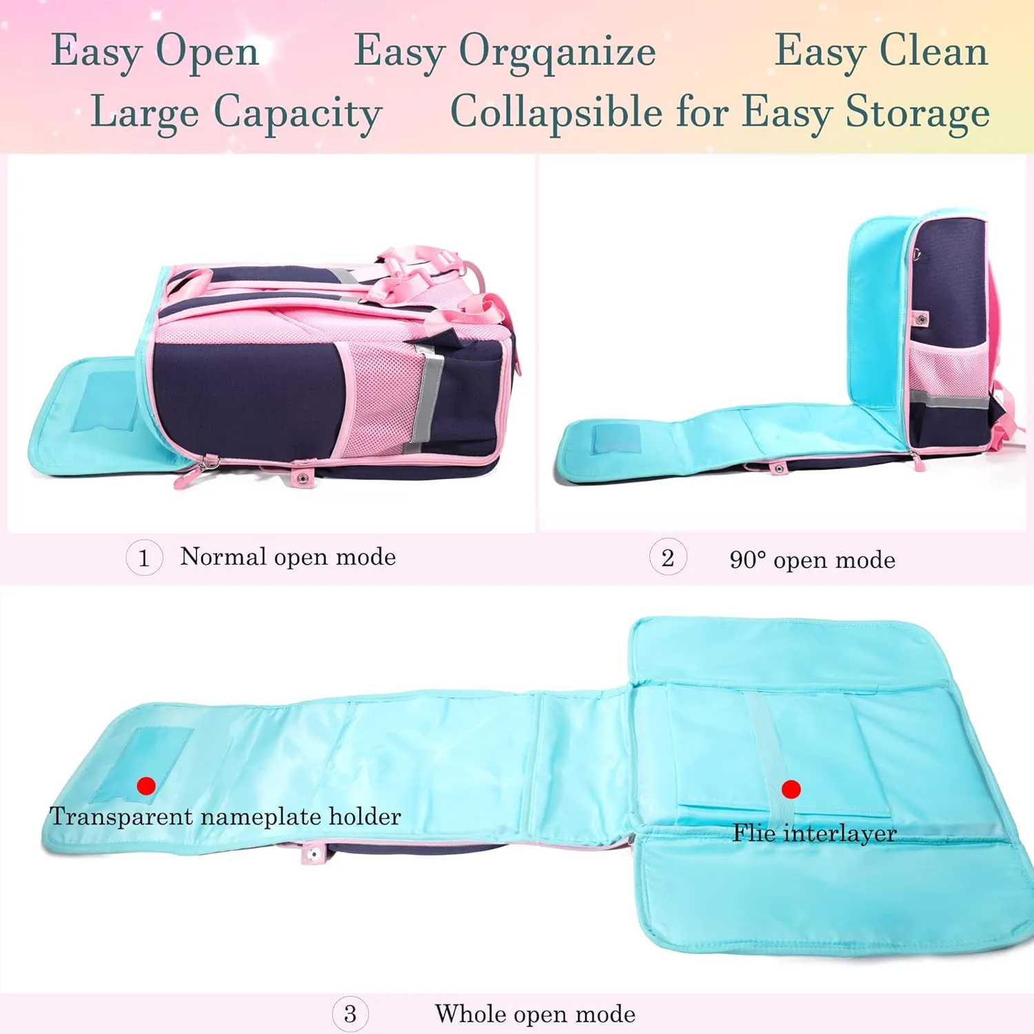 AO ALI VICTORY Unicorn Girls Backpacks for School Princess Bowknot Kids Bookbags Boys Dinosaur Backpack