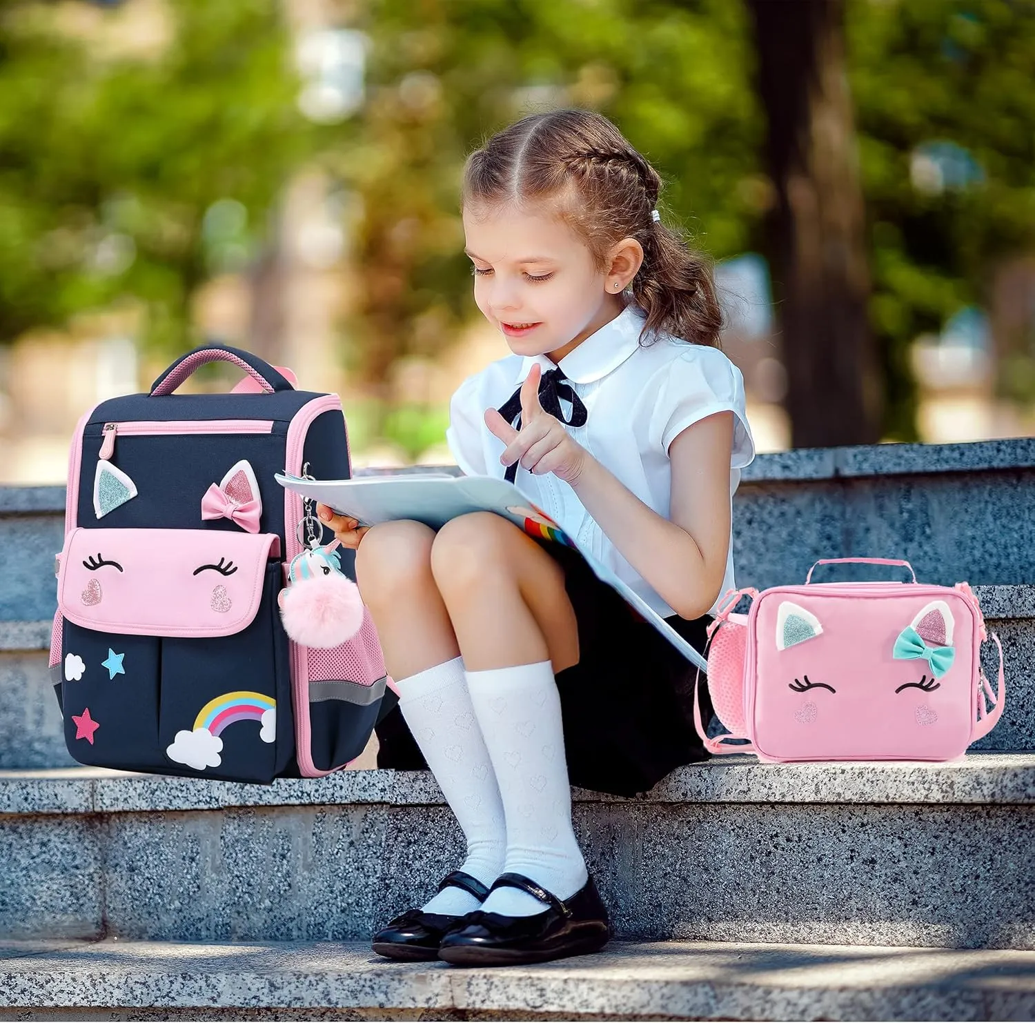 AO ALI VICTORY Unicorn Girls Backpacks for School Princess Bowknot Kids Bookbags Boys Dinosaur Backpack