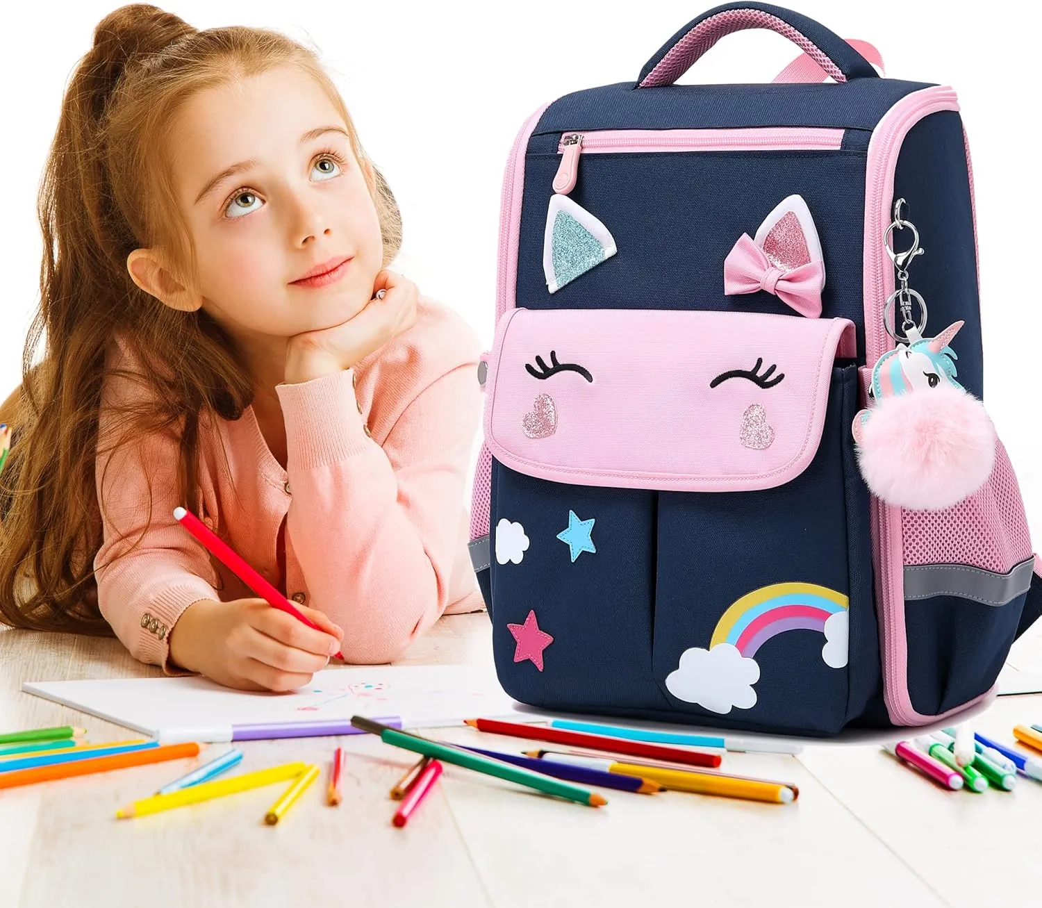 AO ALI VICTORY Unicorn Girls Backpacks for School Princess Bowknot Kids Bookbags Boys Dinosaur Backpack