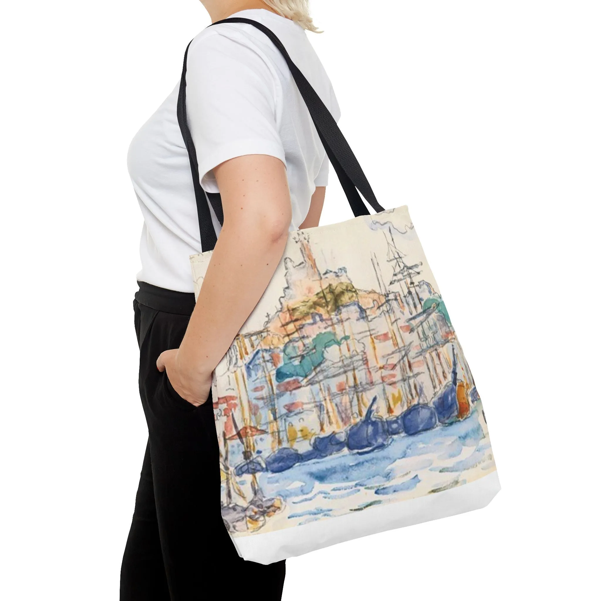 Artistic Coastal Tote Bag with Maritime Design