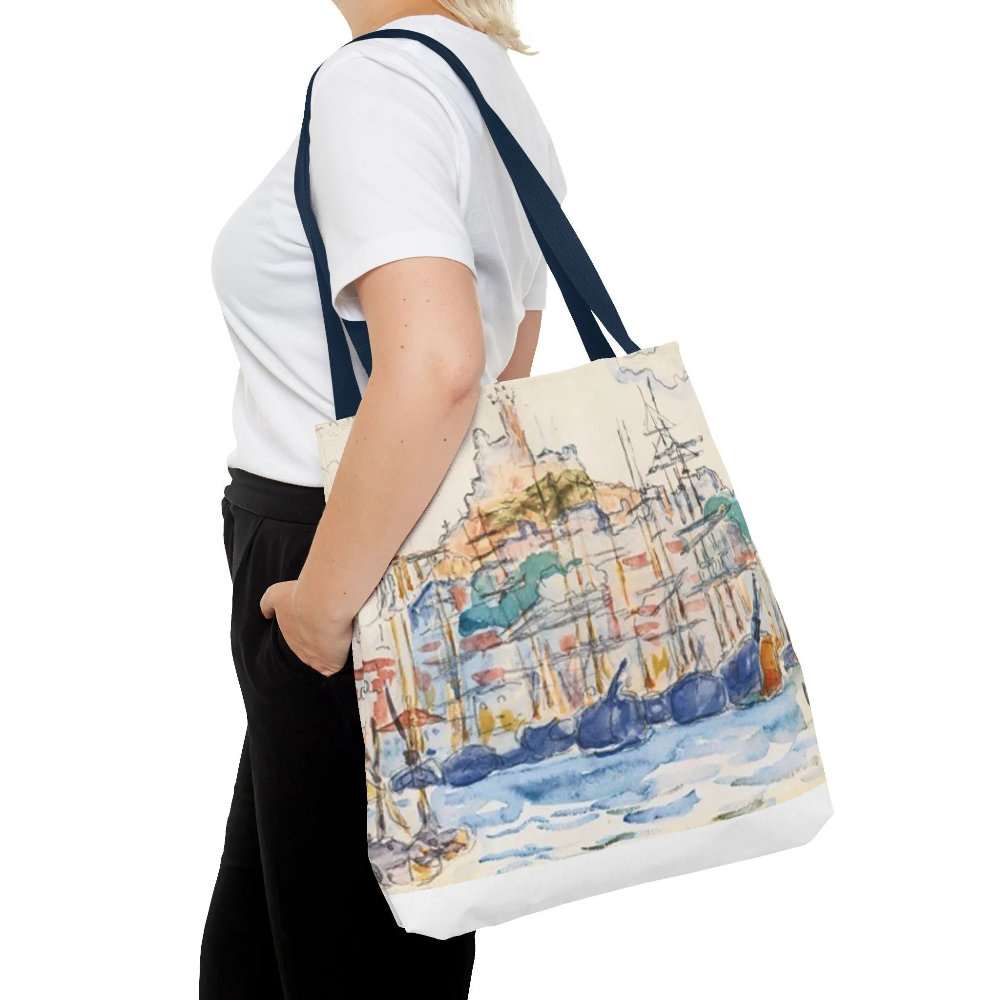 Artistic Coastal Tote Bag with Maritime Design