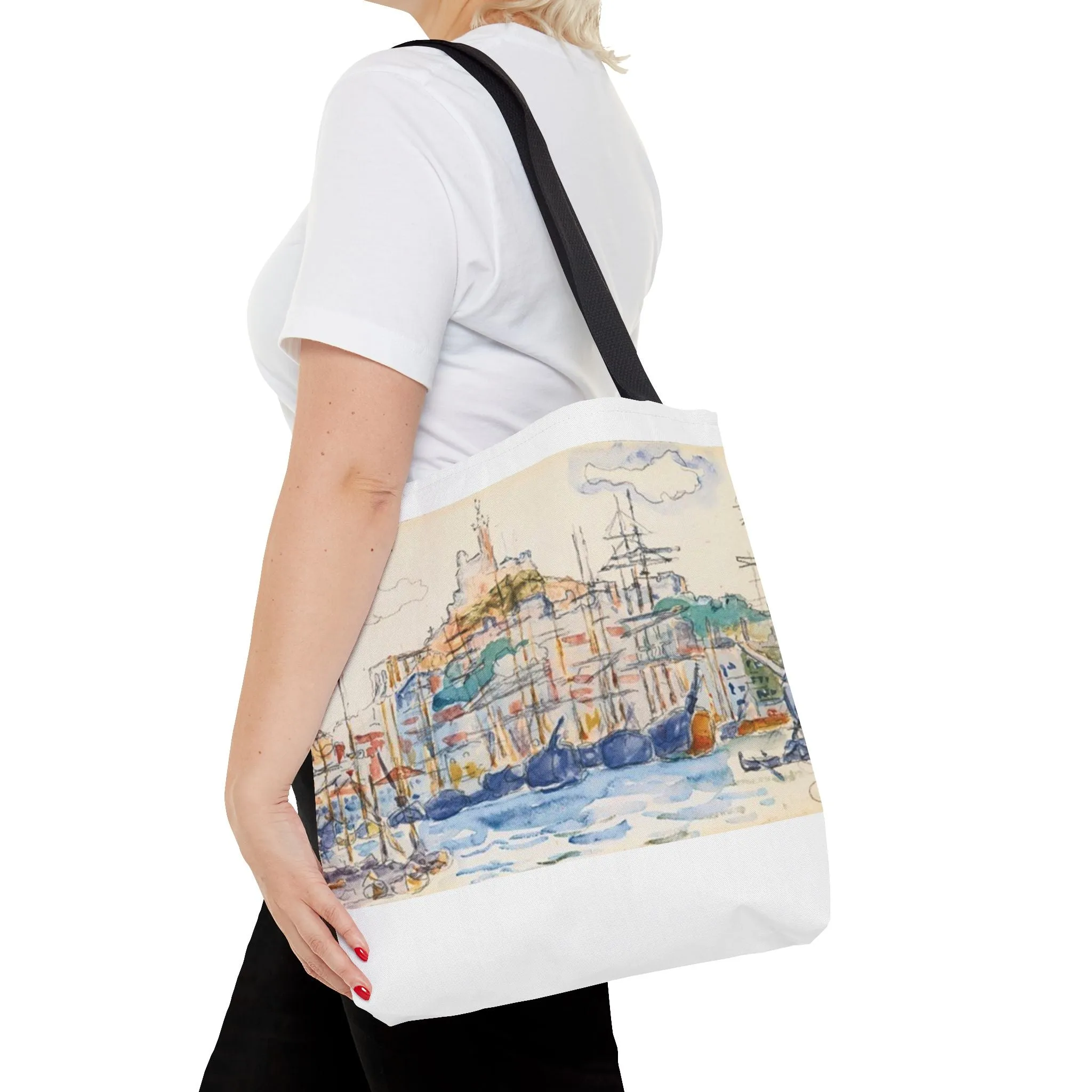 Artistic Coastal Tote Bag with Maritime Design