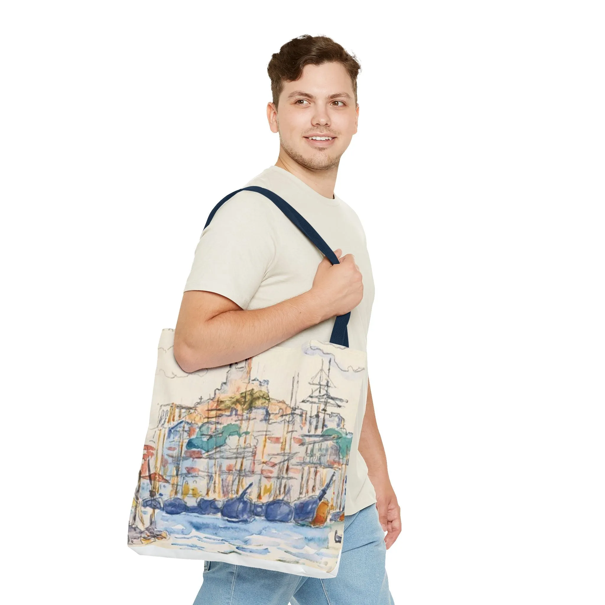 Artistic Coastal Tote Bag with Maritime Design