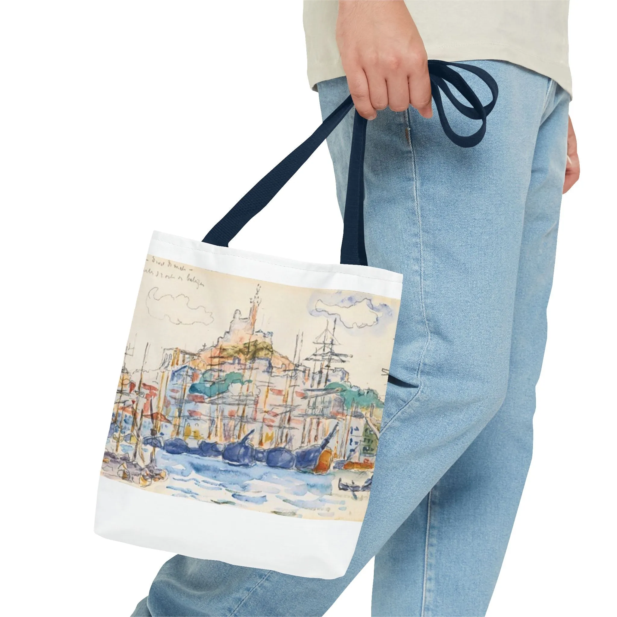 Artistic Coastal Tote Bag with Maritime Design