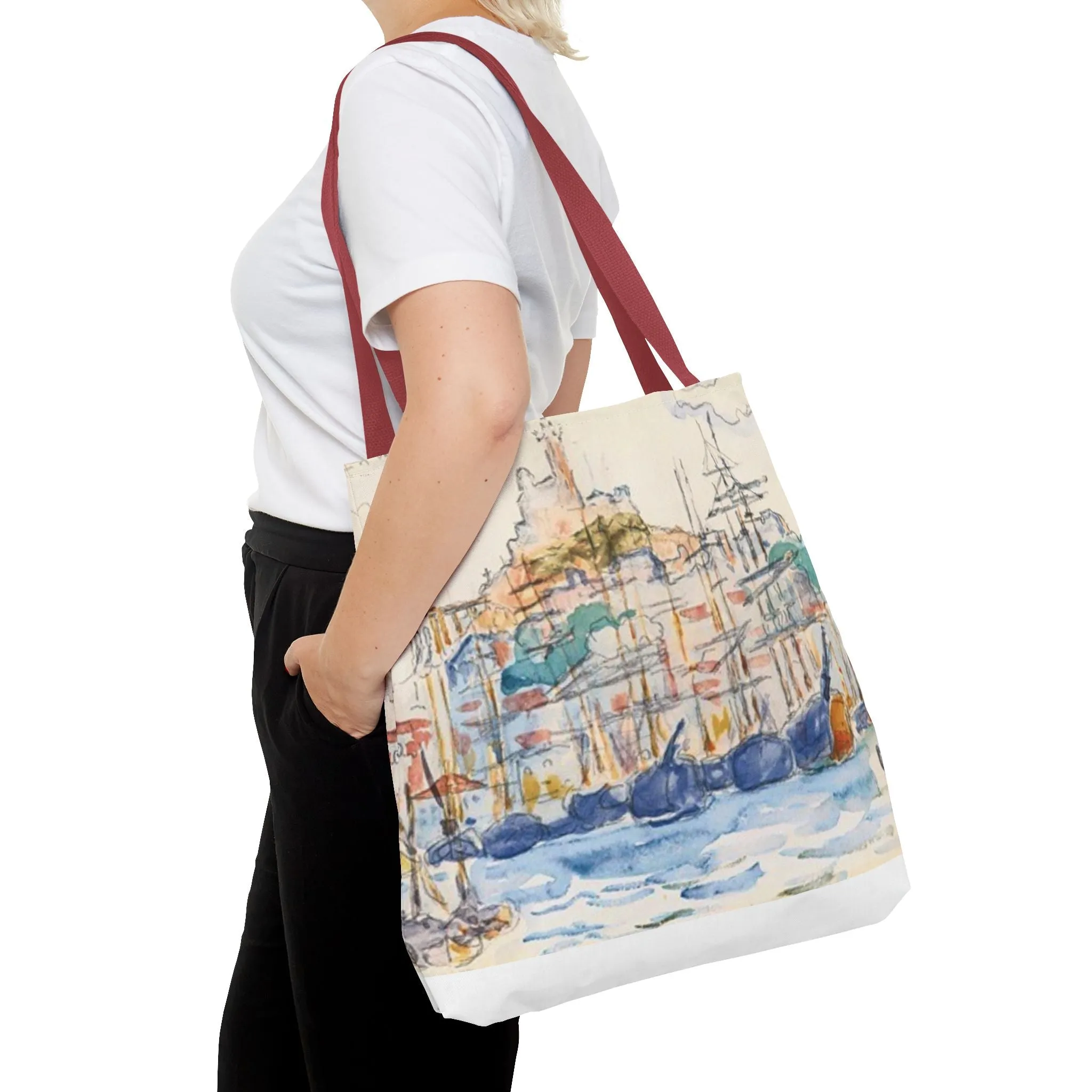 Artistic Coastal Tote Bag with Maritime Design