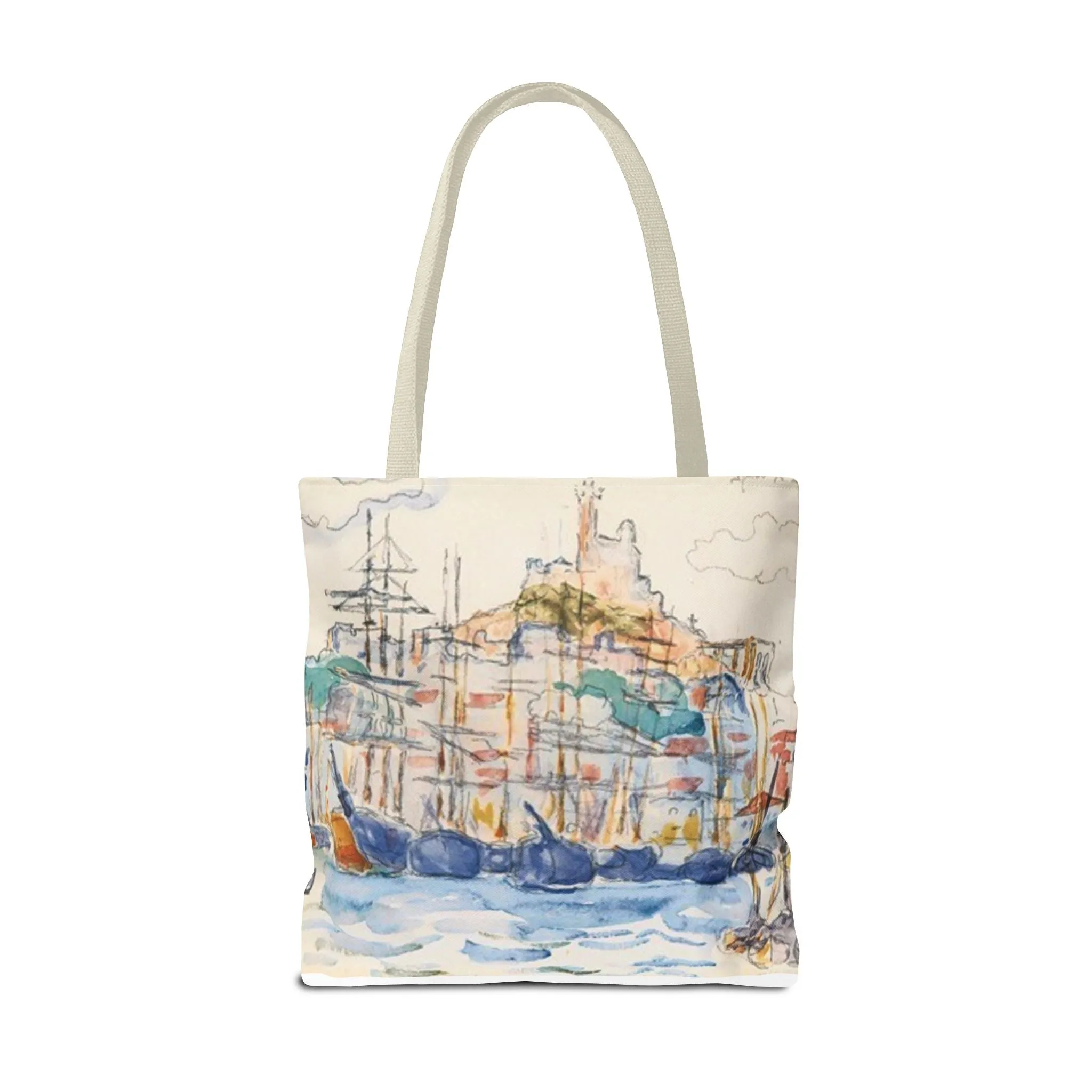 Artistic Coastal Tote Bag with Maritime Design