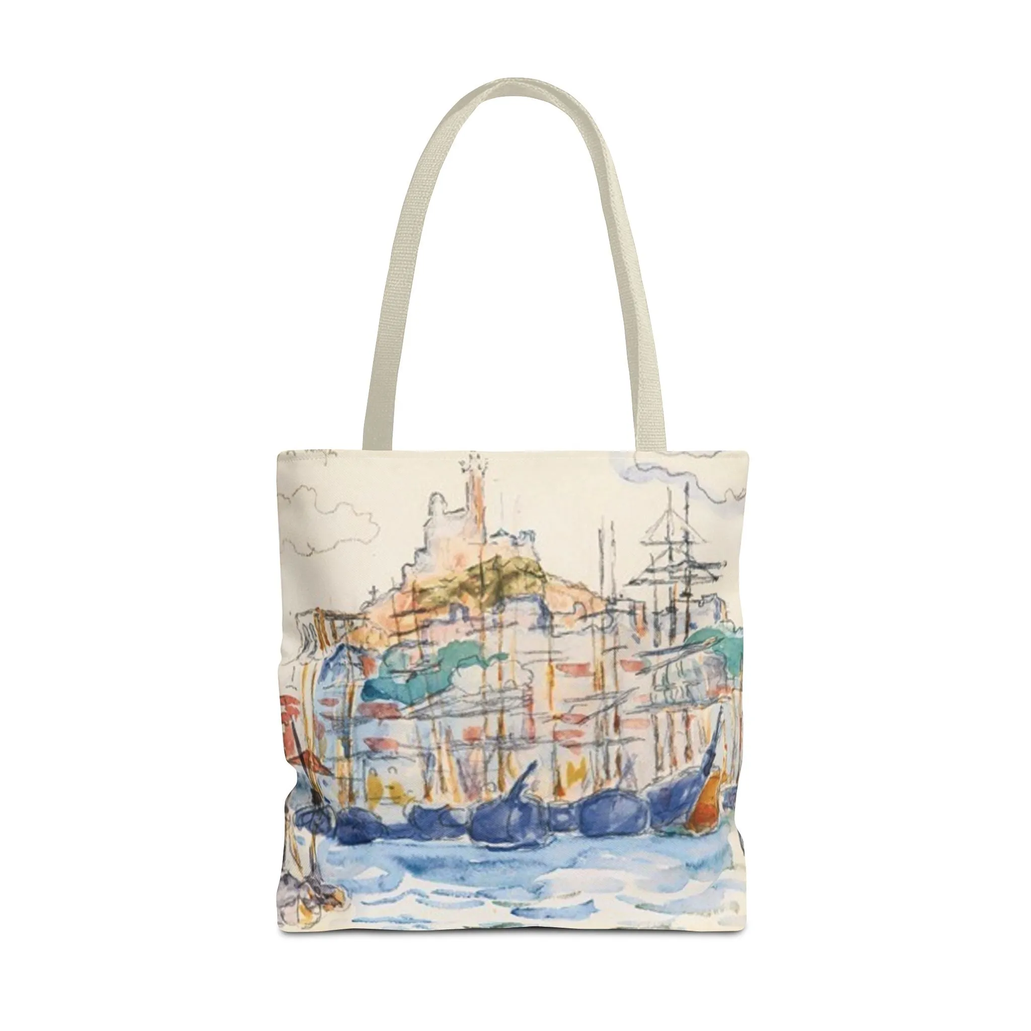 Artistic Coastal Tote Bag with Maritime Design